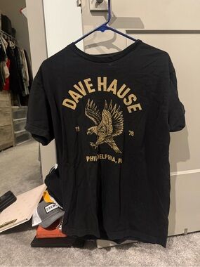 Black Graphic Tee with Eagle Print